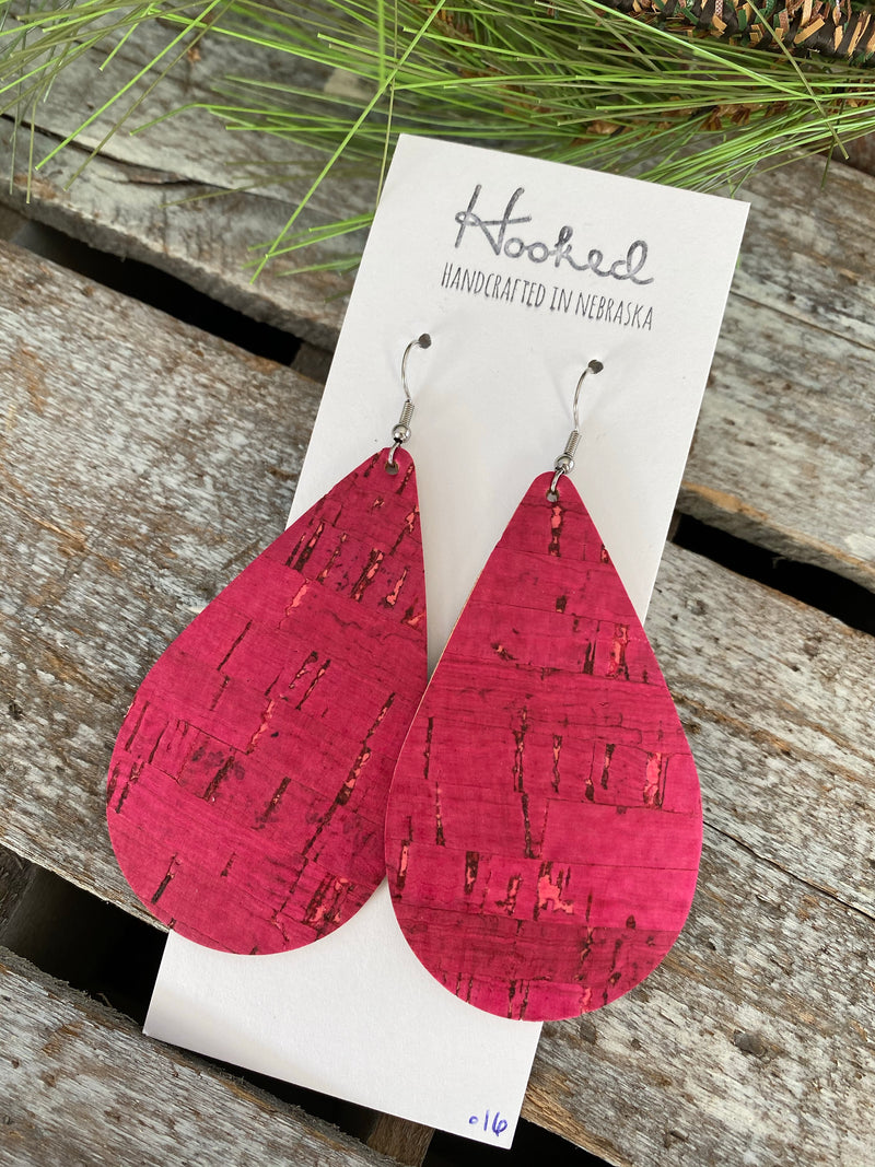 Hot Pink Cork Teardrops - XL
