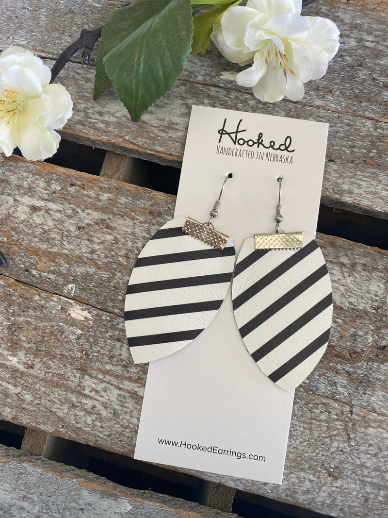 Bold B&W Stripe Magnolias - Medium