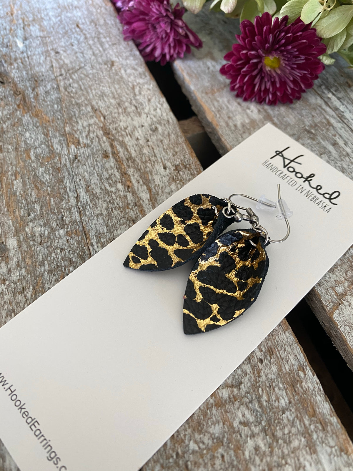 Crackled Black and Gold Lilies - Small