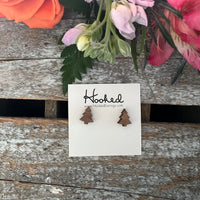 Wooden Tree Stud Earrings - 12mm