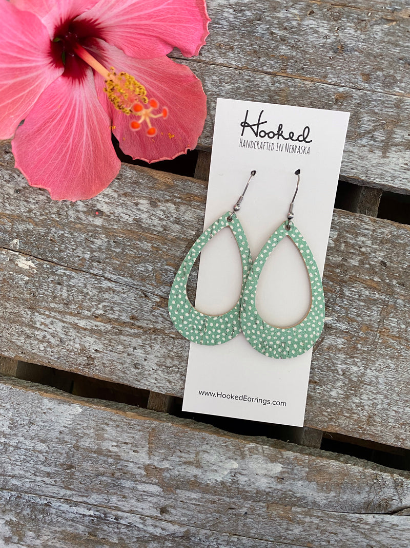 Speckled Mint Teardrop Cutouts - Medium