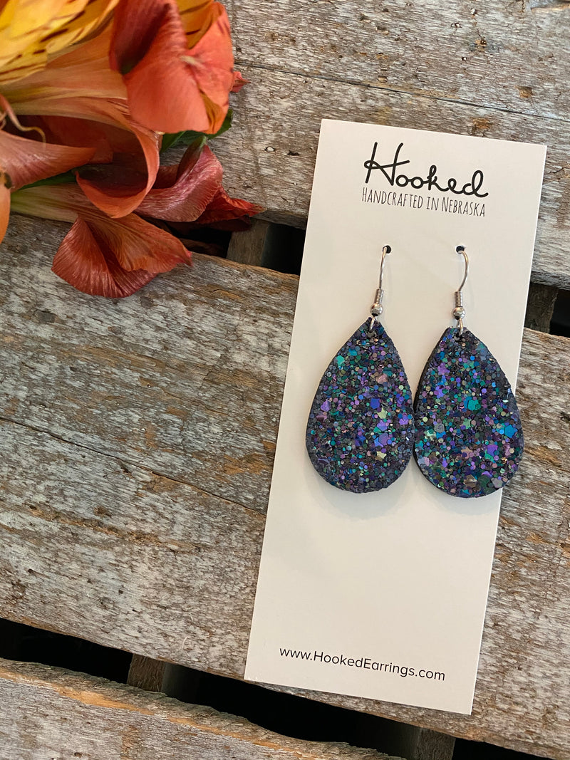 Majestic Midnight Glitter Teardrops - Small