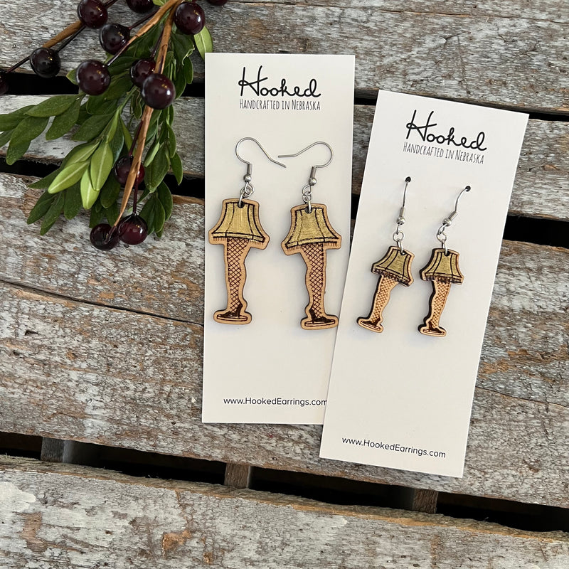 Longer Leggy Lamps - Deluxe Wooden Holiday Earrings
