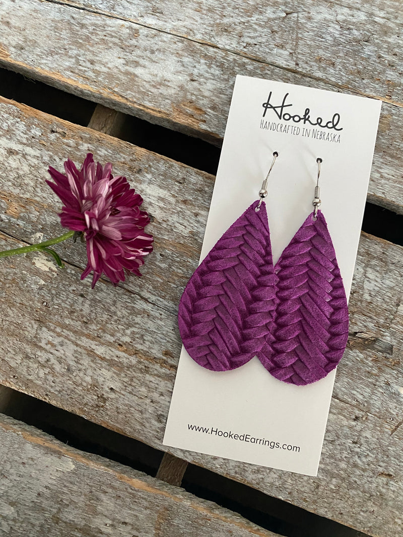 Magenta Braid Teardrops - Medium
