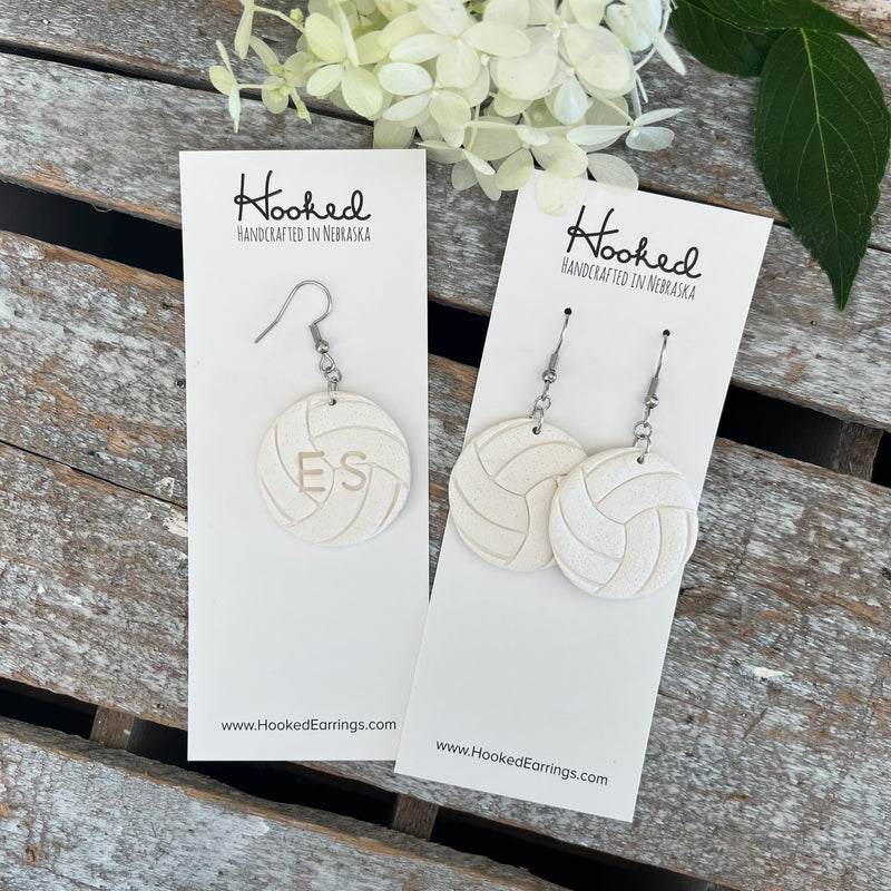 Volleyball Clay Earrings - with/without Customization - Small or Medium
