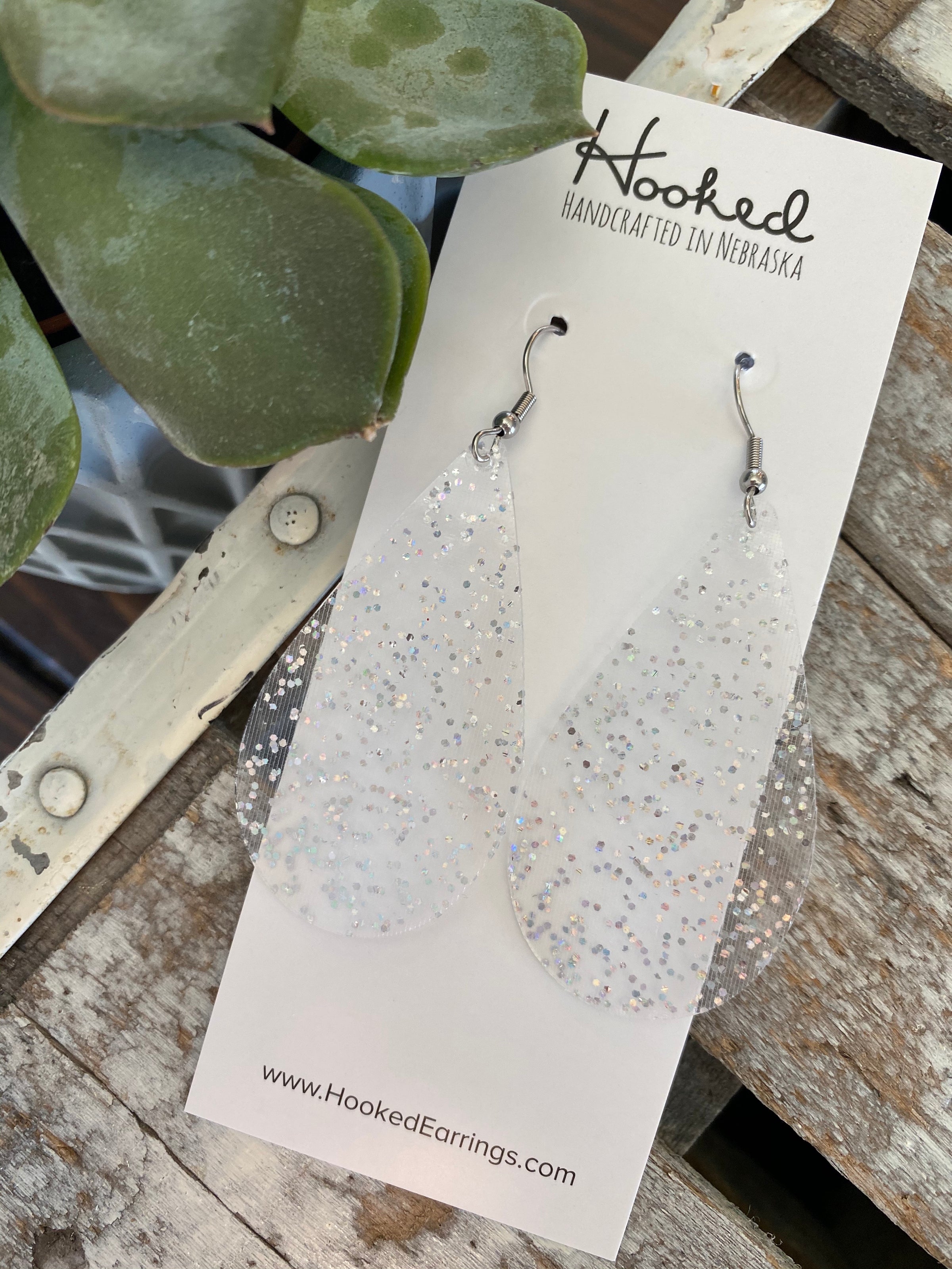 Clearly Silver Sparkle Pool Earrings