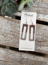 Wooden Rectangle Cutout Earrings - Medium