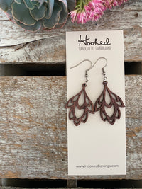 Wooden Deluxe Cutout Earrings - Small Lotus