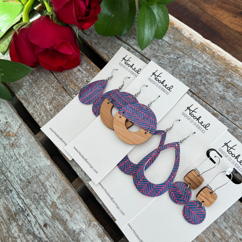 Haute Herringbone Half Hoops