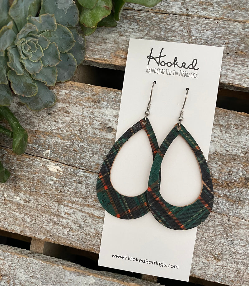 Irish Plaid Cork Teardrop Cutouts - Medium