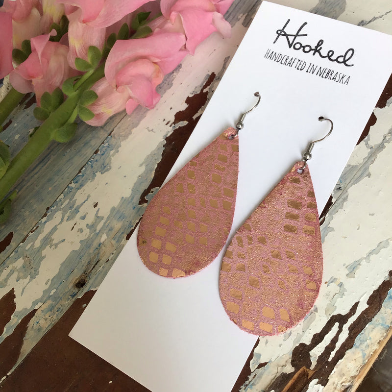 Double Rose Snake Skin Teardrops - Medium