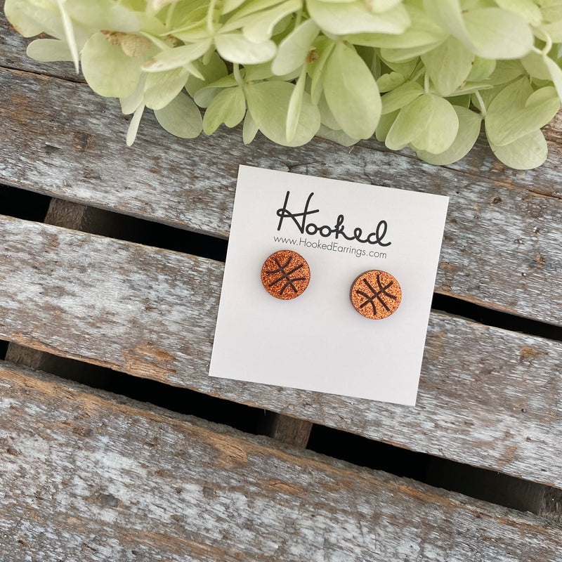 Basketball Glitter Studs - 11mm