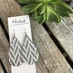 Sparkly Charcoal Chevron Teardrops - Large