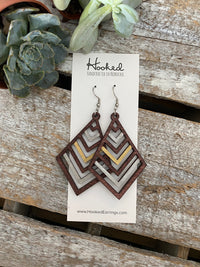 Wooden Deluxe Cutout Earrings - Medium/Large Wide Stacked Chevron