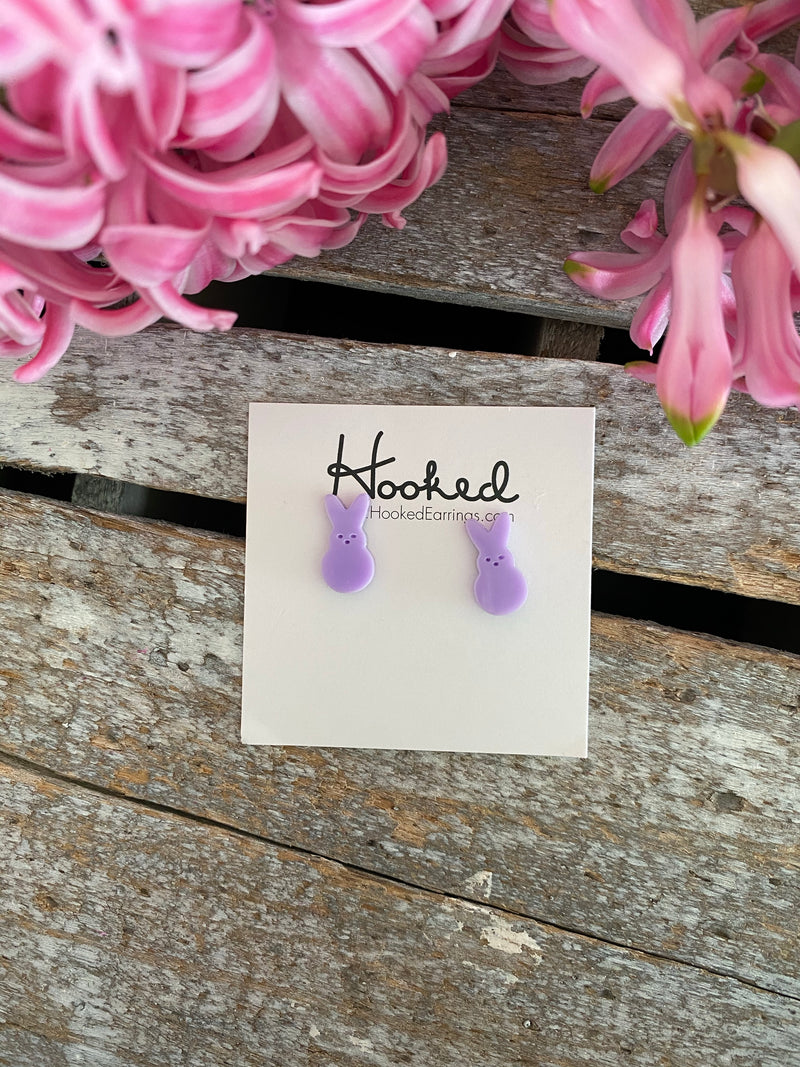 Marshmallow Bunny Studs - Purple - 8x14mm