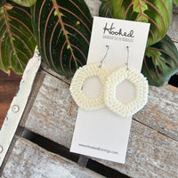 Cream Rattan Cutout Earrings - Waterproof, Pool Ready