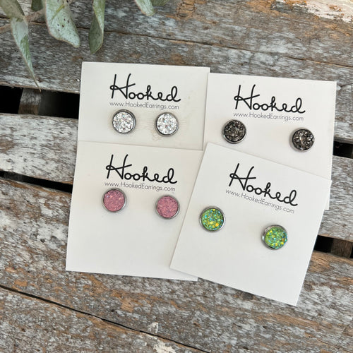 Druzy-Style Round Studs - 8mm