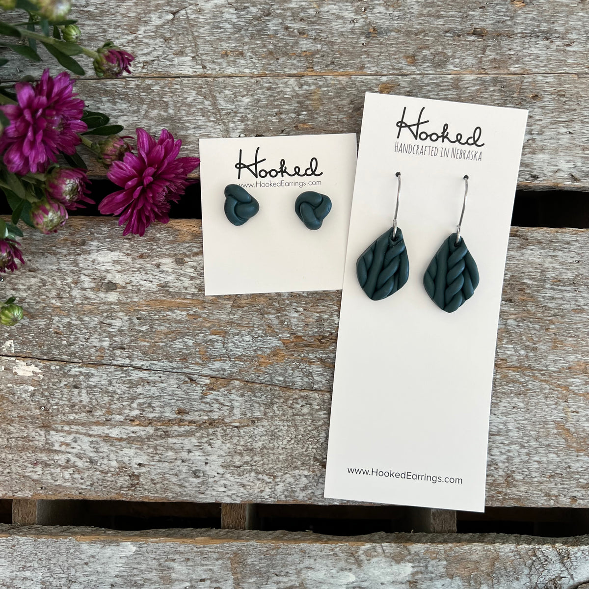 Midnight Knotted Clay Studs