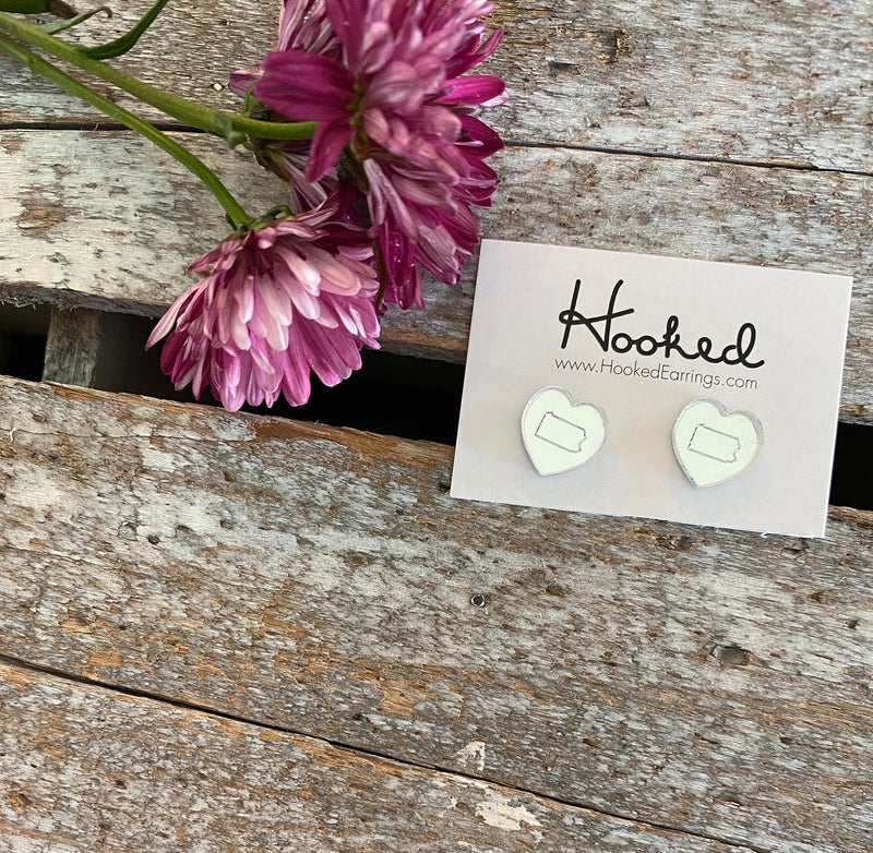 Pennsylvania Heart Studs - 12mm