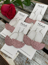 Rose Gold Glitz Suspended Half Moons