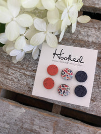 Glitter Leather Stud Collection - Three Pack - Sprinkles