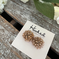 Crystal Dome Beaded Studs - Champagne