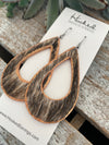 Salt and Pepper Speckled Cowhide Teardrop Cutouts // Rose Gold Edged - Large, HAIR ON