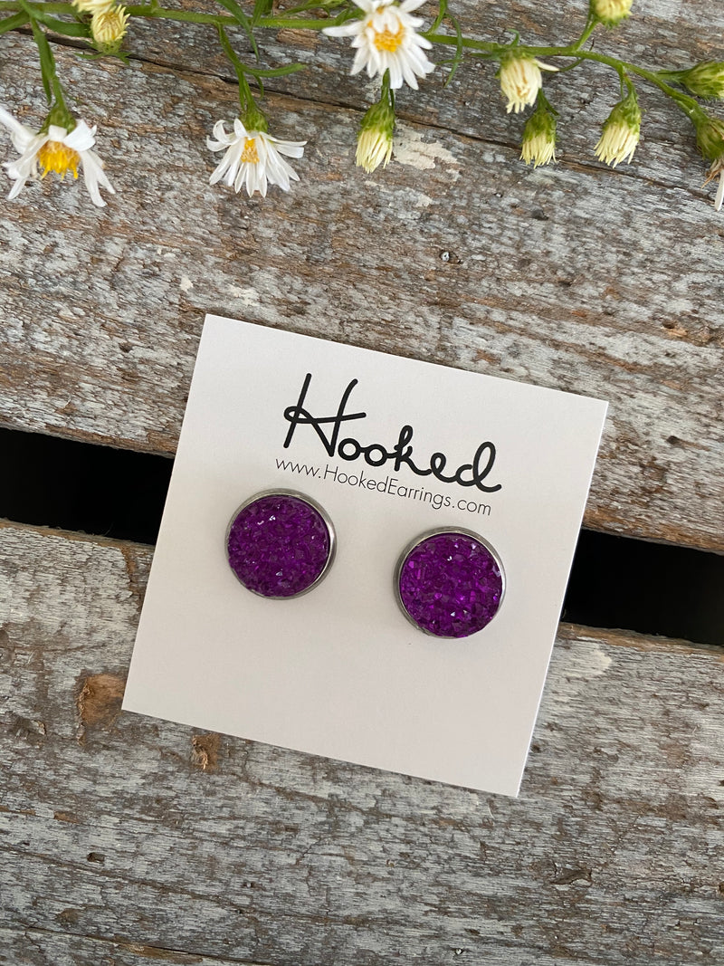 Druzy-Style Round Studs - Colors - 12mm