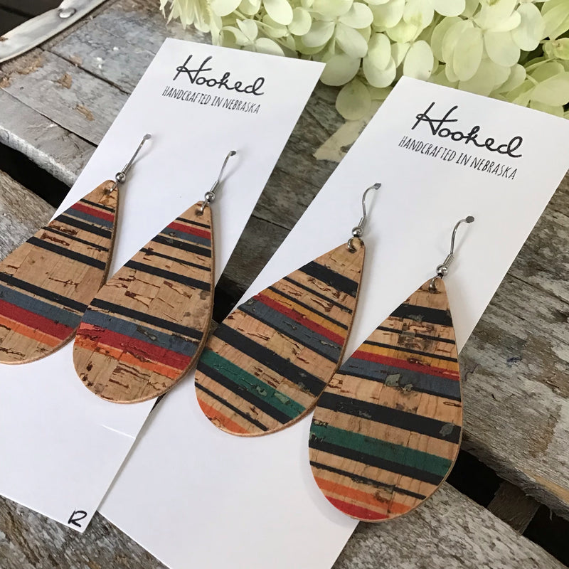 Bayadere Stripe Cork Teardrops - Medium