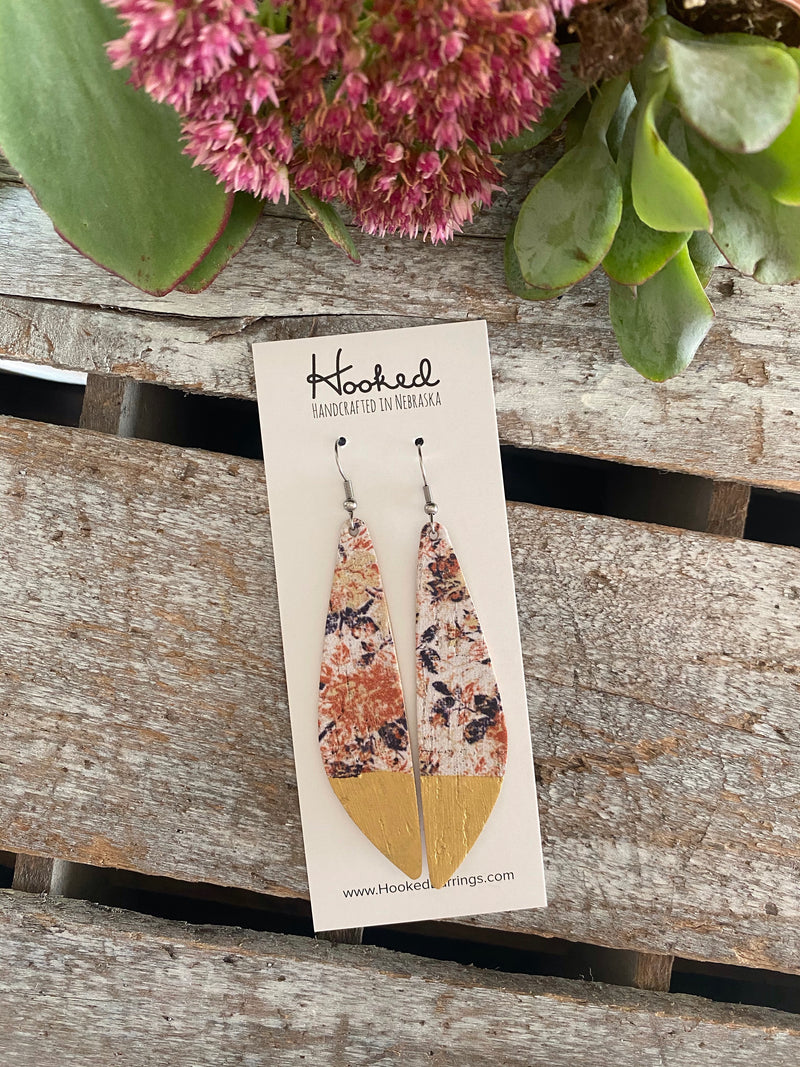 Vintage Fall Floral Birch Cork Tulips, dipped in Gold