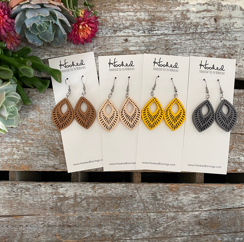 Wooden Deluxe Cutout Earrings - Small Aspen