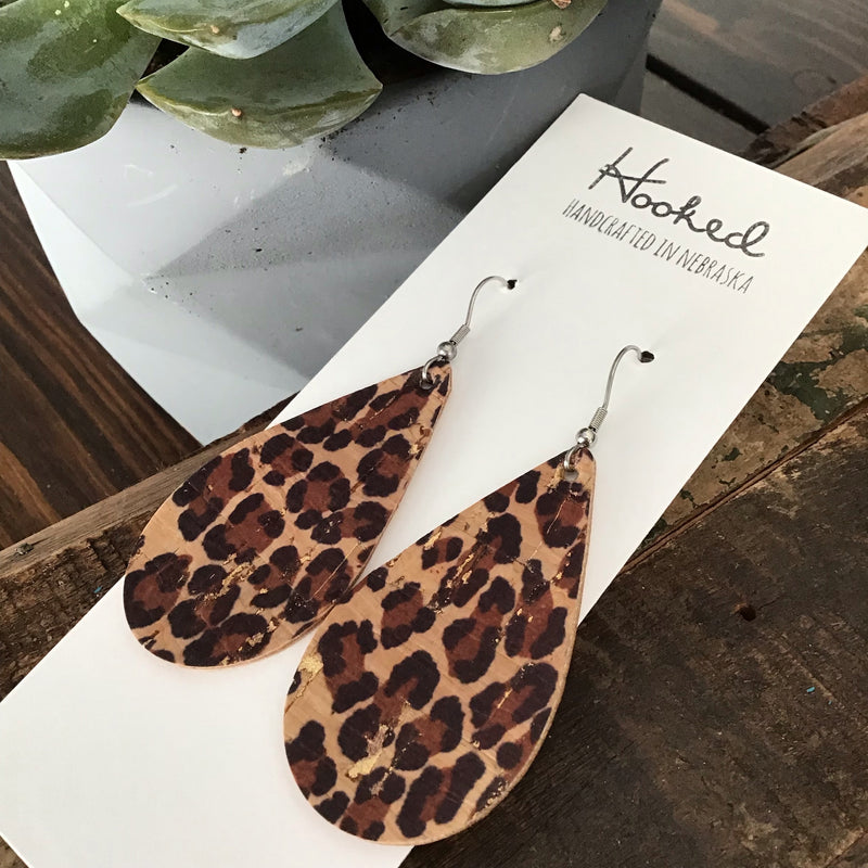Sassy Cork Leather Teardrops - Medium