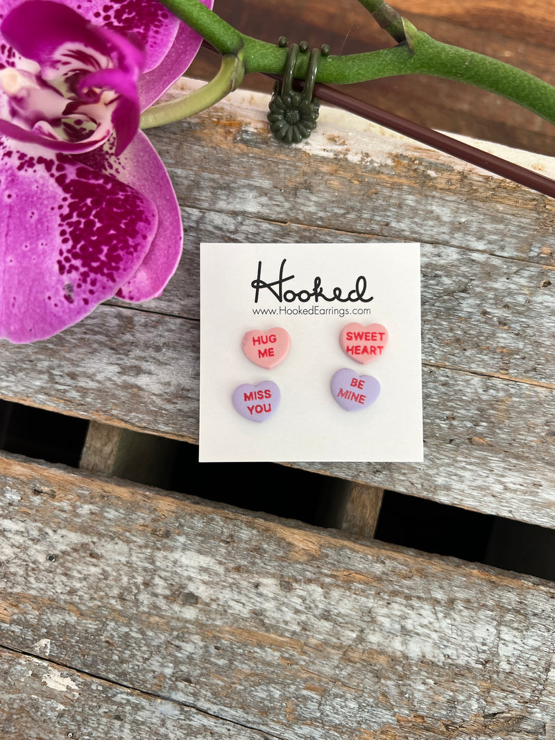 Candy Heart Studs - Two Pack