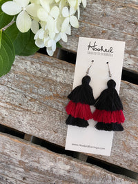 Red & Black Tassel Earrings - Medium