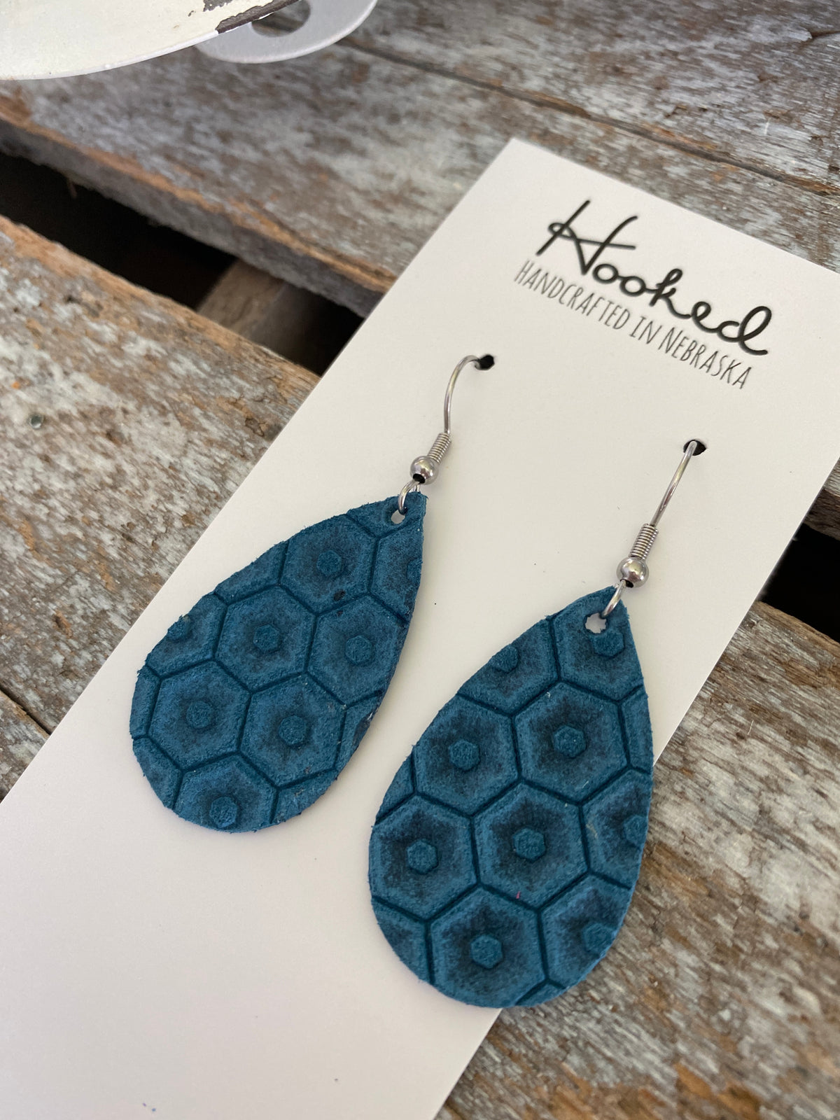 Hexagon Teardrops in Peacock - Small