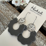 Charcoal and Silver Pave Rhinestone Loops - Medium