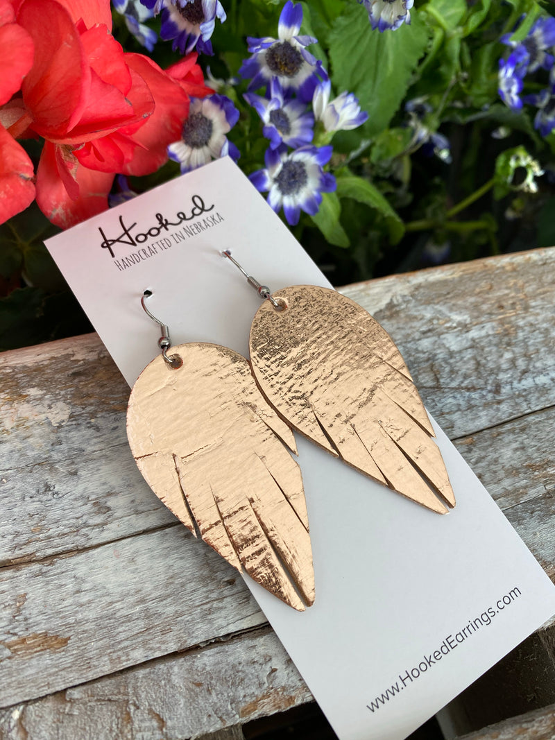 Mirrored Rose Gold Angel Wings - Medium