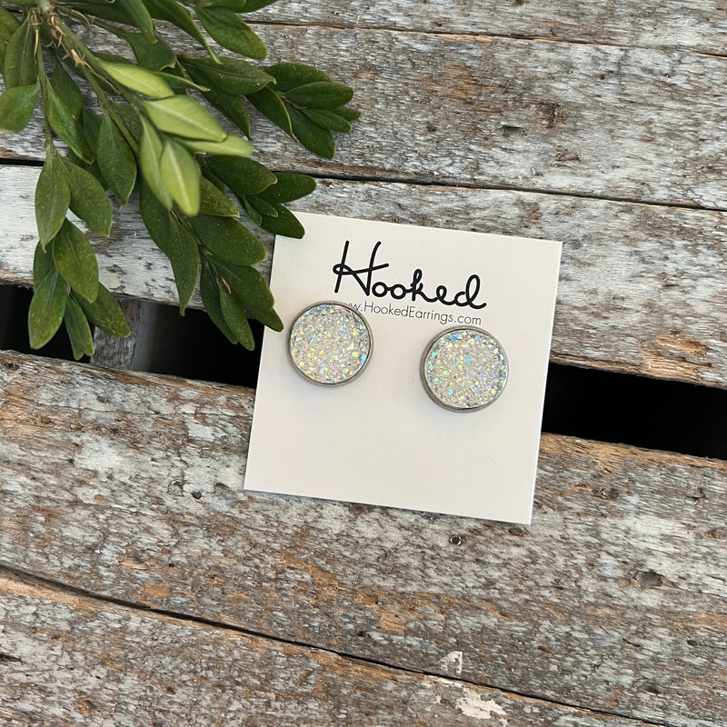 Druzy-Style Round Studs - 14mm