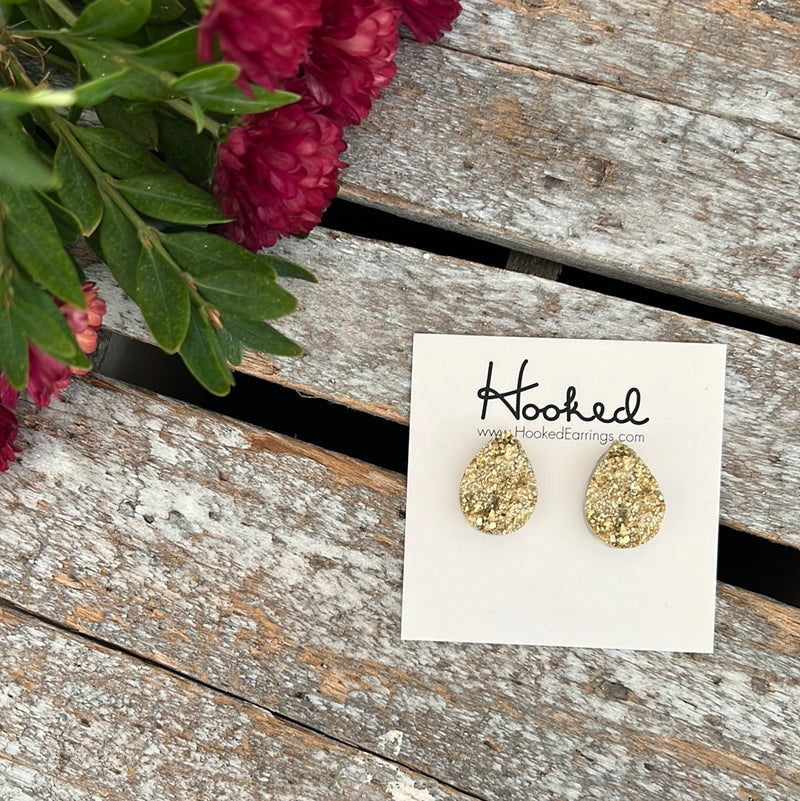 Druzy-Style Teardrop Studs - Large