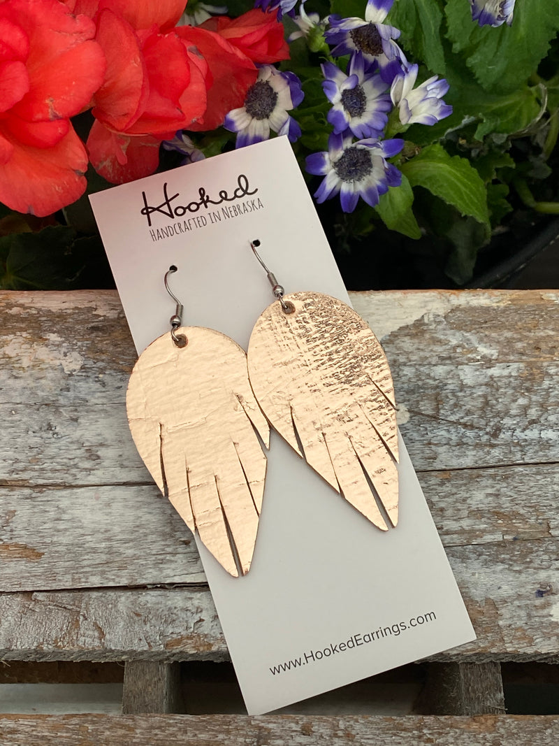 Mirrored Rose Gold Angel Wings - Medium