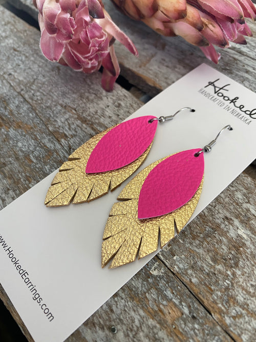 Hot Pink and Gold Fringe Layered Petals