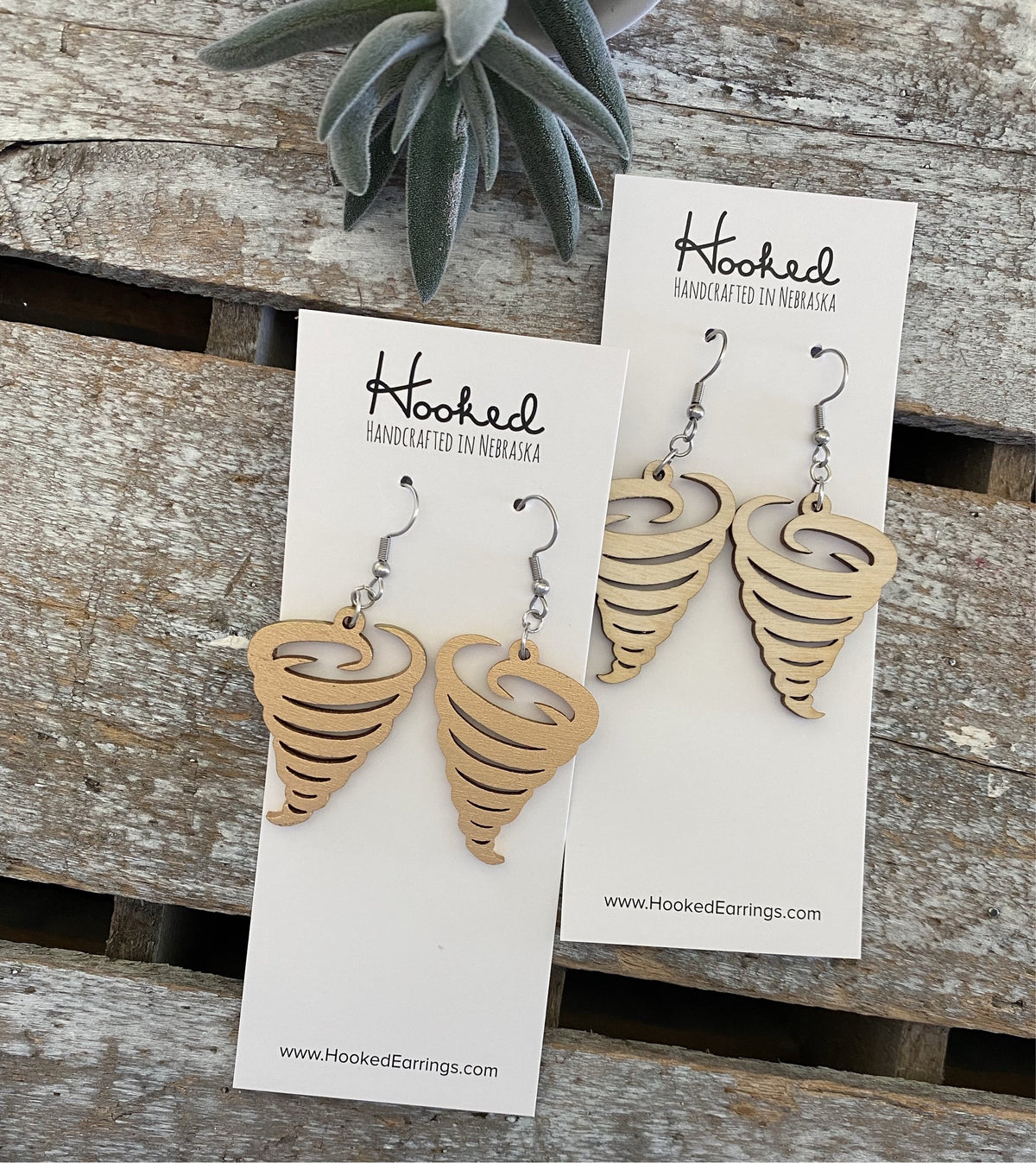 Wooden Cutout Earrings - Tornado - Custom Colors