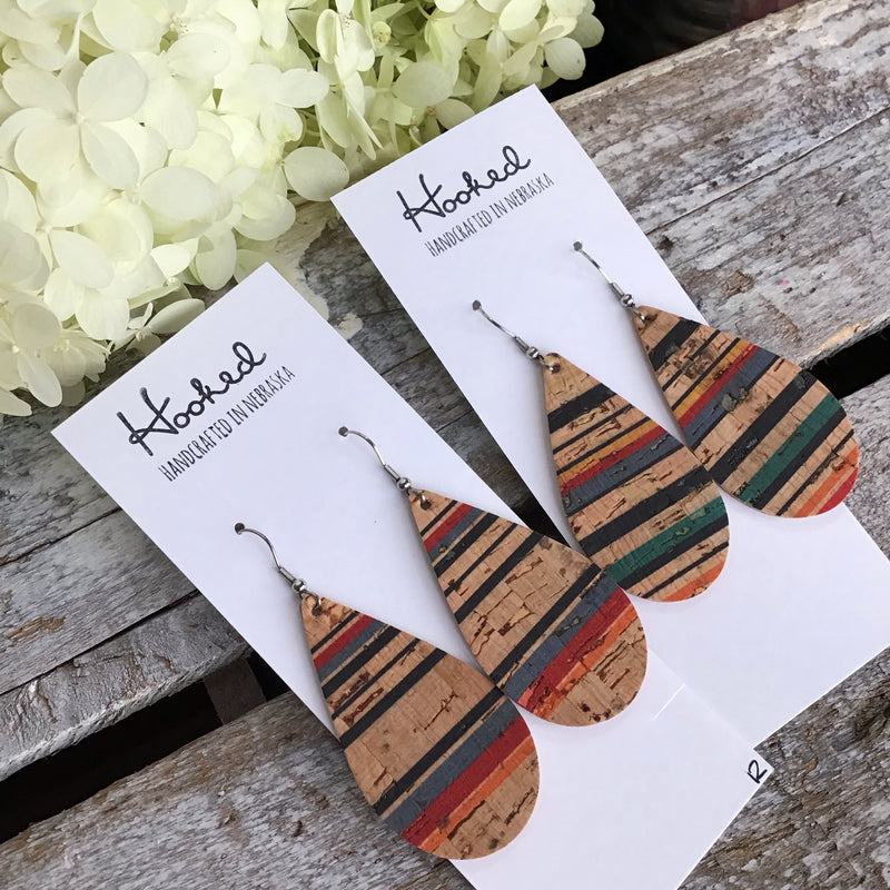 Bayadere Stripe Cork Teardrops - Medium