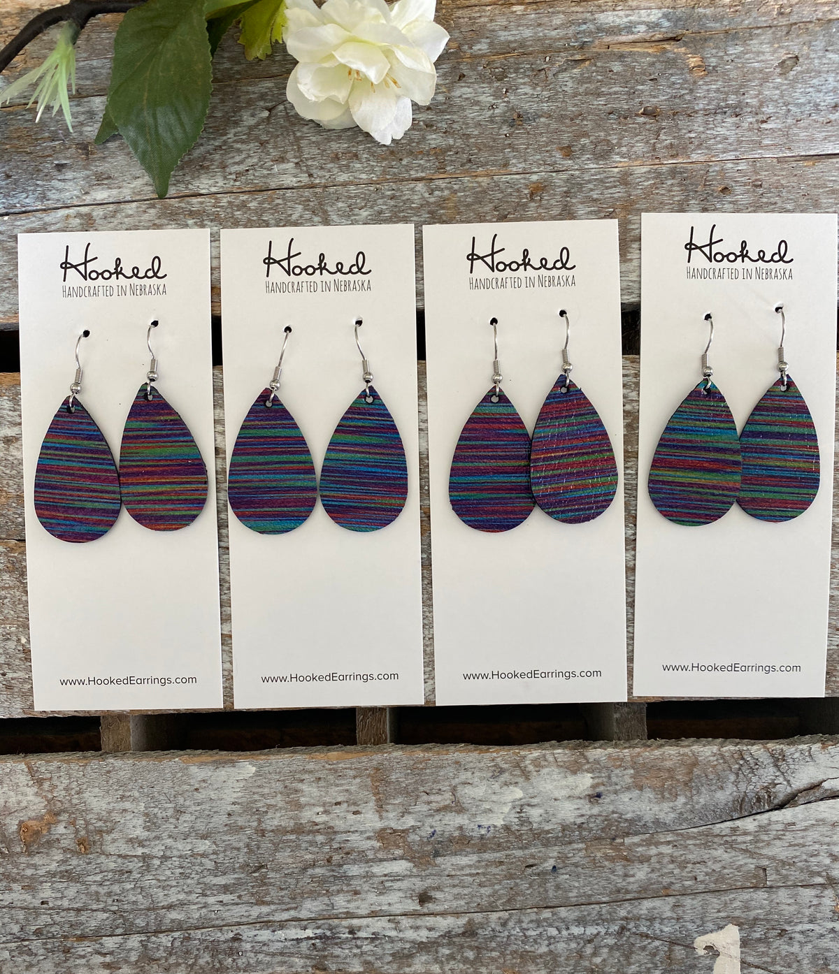 Rainbow Jewels Striped Teardrops - Small