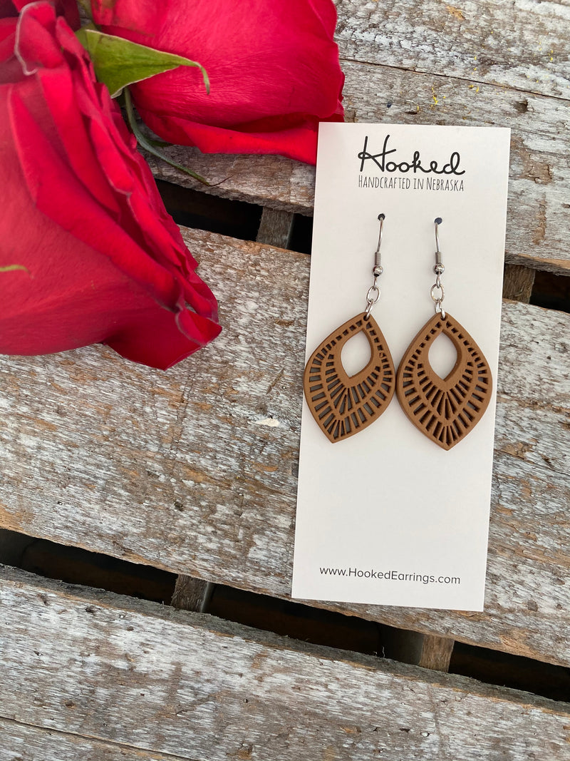 Wooden Deluxe Cutout Earrings - Small Aspen