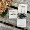 Wooden Cutout Earrings - Spider Webs