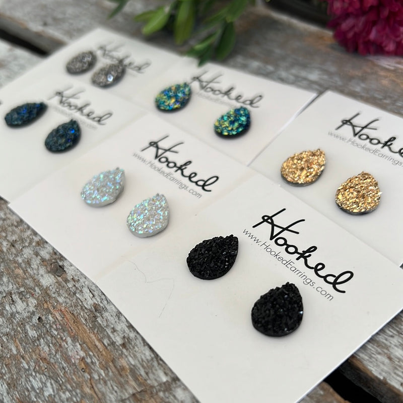 Sparkling Teardrop Studs - Small