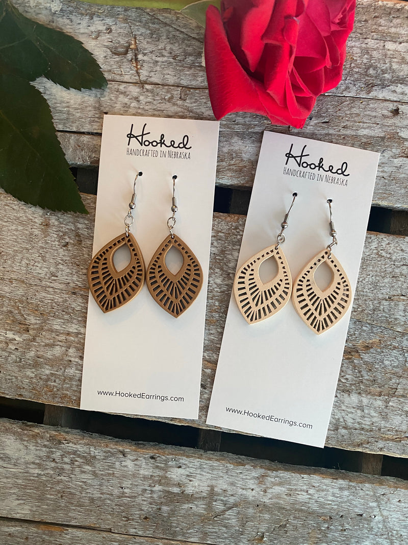 Wooden Deluxe Cutout Earrings - Small Aspen