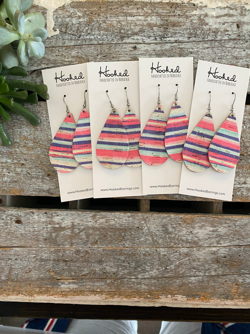 Havana Stripe Cork Teardrops - Medium