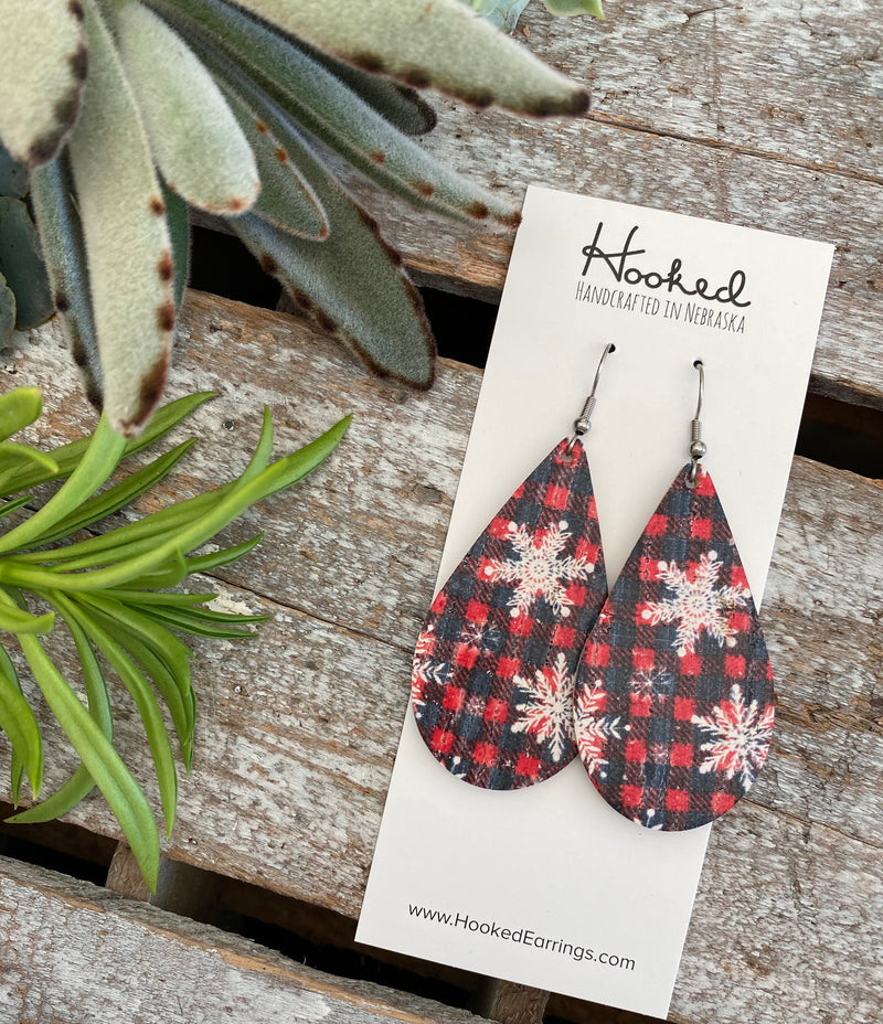 Snowflake Buffalo Cork Teardrops - Medium